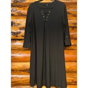 New Directions Curvy Black Laceup Neckline Dress Size‎ 1X